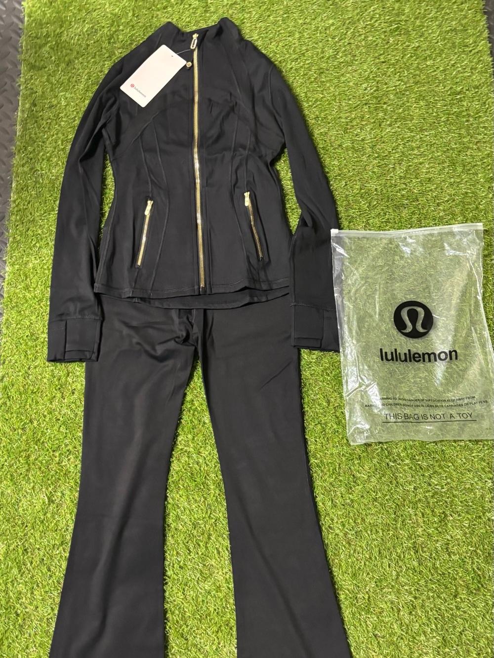lululemon athletica Black Zip Jacket with Flare Pants